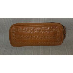 KERRY GRIMA Twisted Design Leather Pouch Zippered Cosmetic Bag